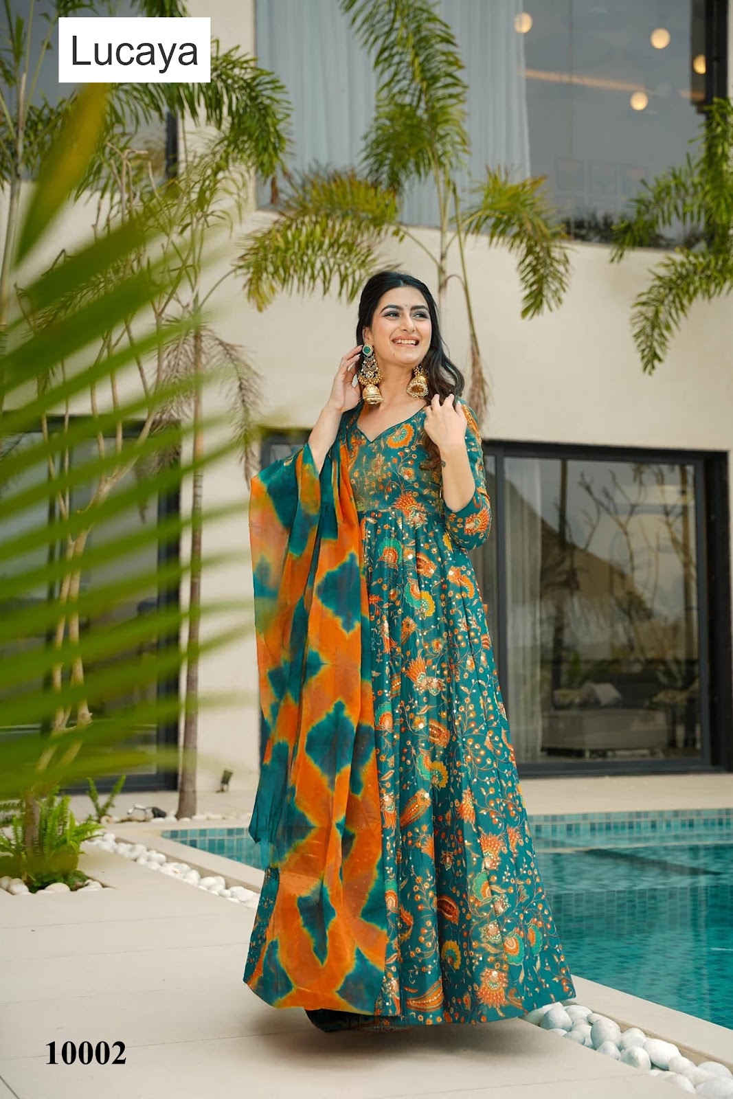 Clora Vol 10 Lucaya Silk Gown Dupatta Set Wholesaler Gujarat