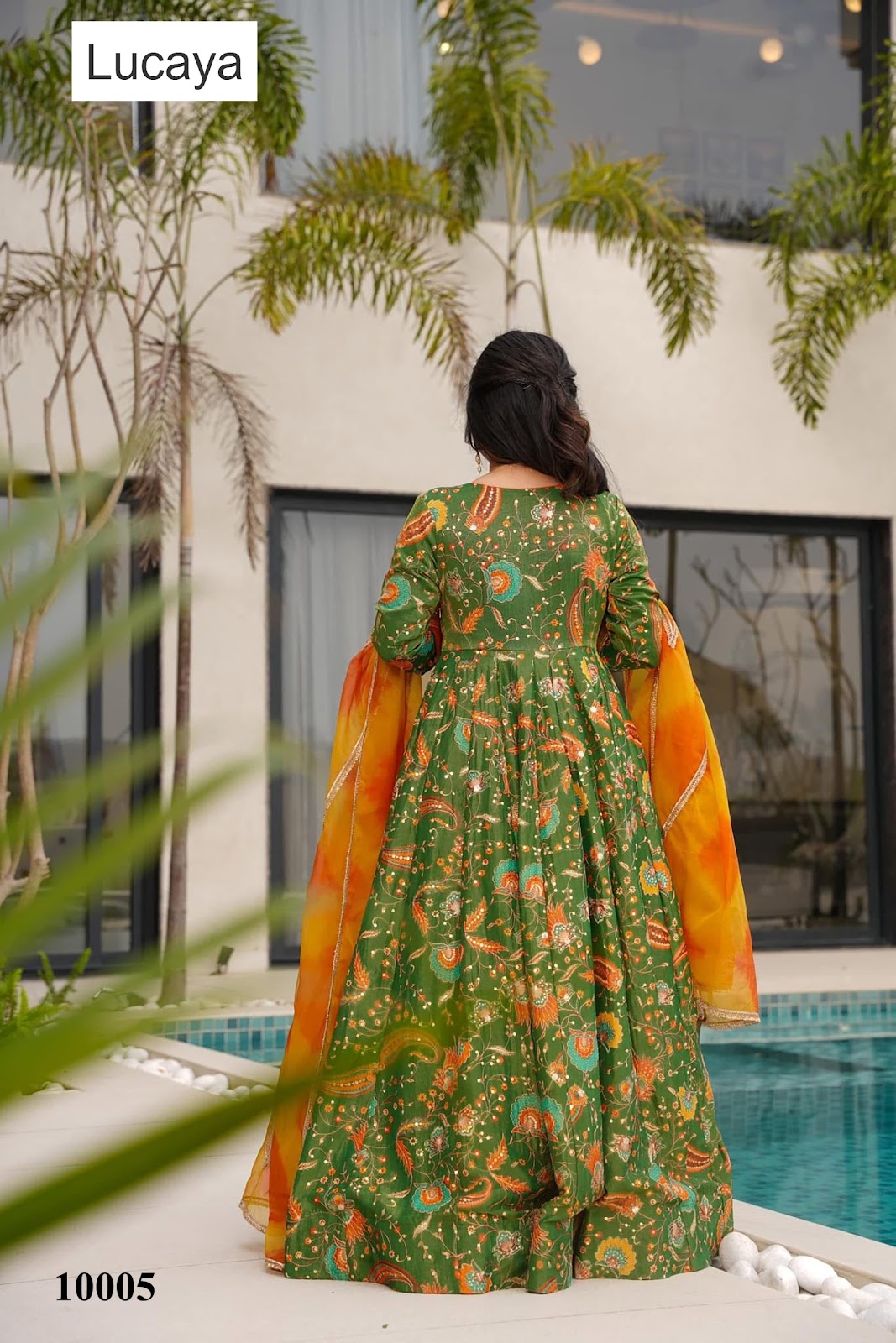 Clora Vol 10 Lucaya Silk Gown Dupatta Set Wholesaler Gujarat