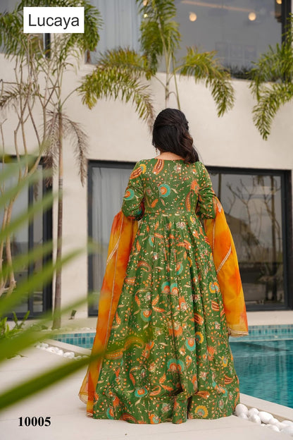 Clora Vol 10 Lucaya Silk Gown Dupatta Set Wholesaler Gujarat