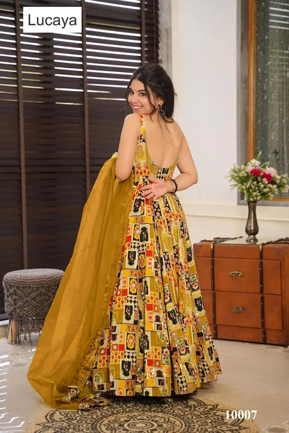 Clora Vol 10 Lucaya Silk Gown Dupatta Set Wholesaler Gujarat