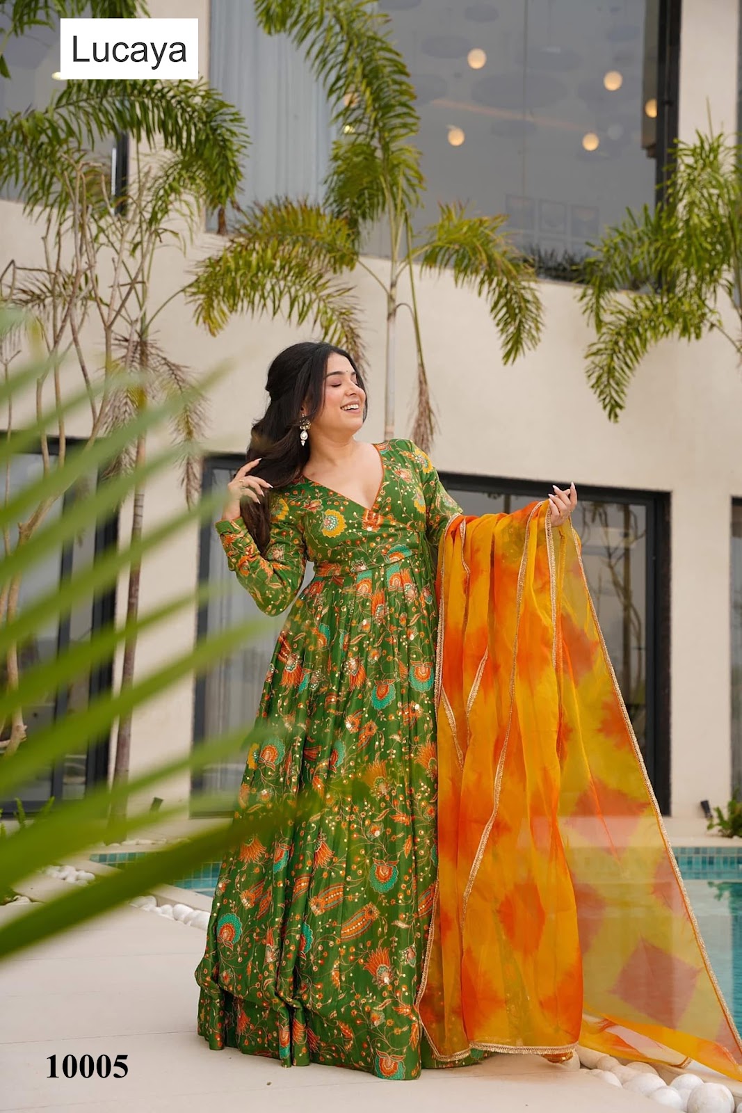 Clora Vol 10 Lucaya Silk Gown Dupatta Set Wholesaler Gujarat