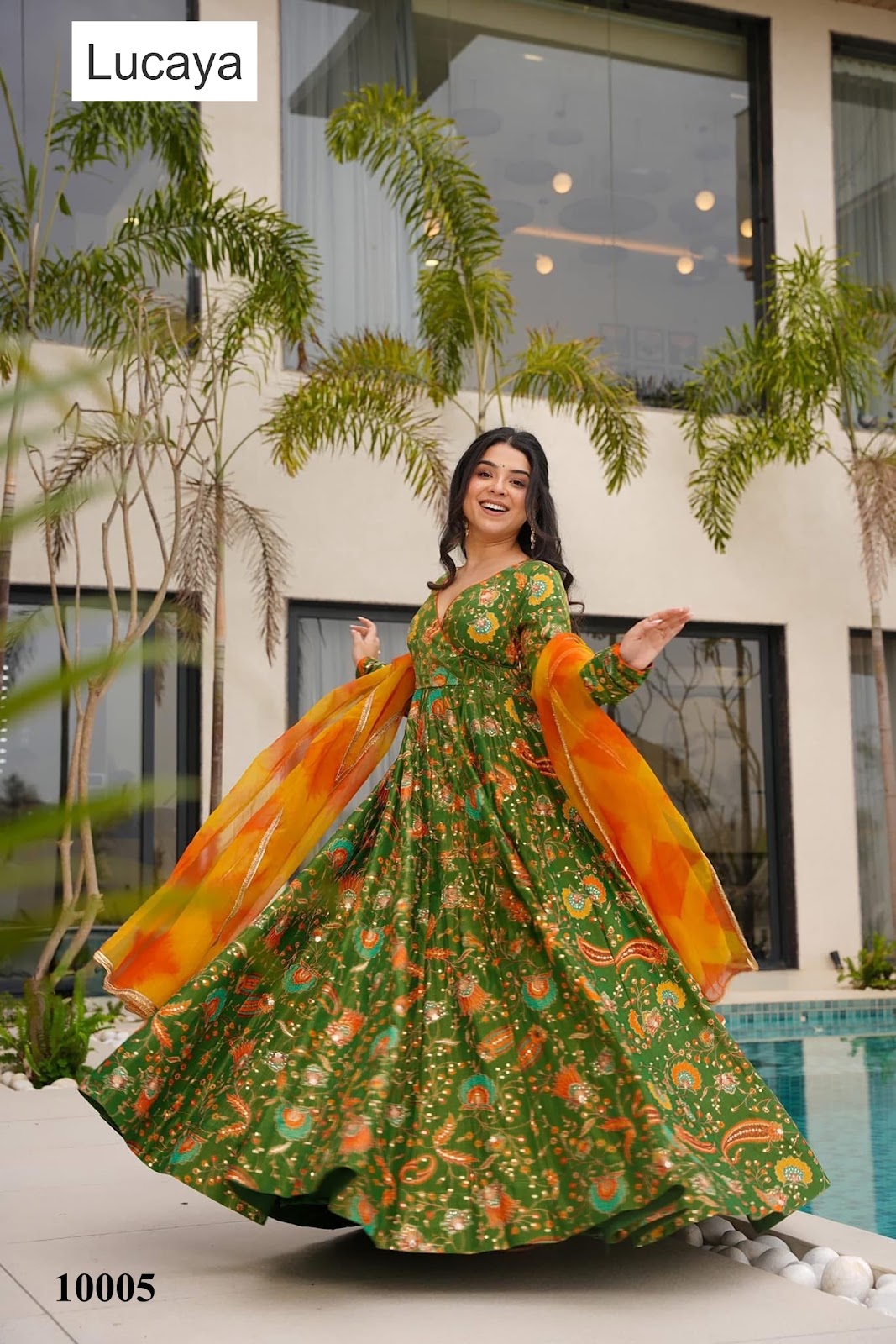Clora Vol 10 Lucaya Silk Gown Dupatta Set Wholesaler Gujarat