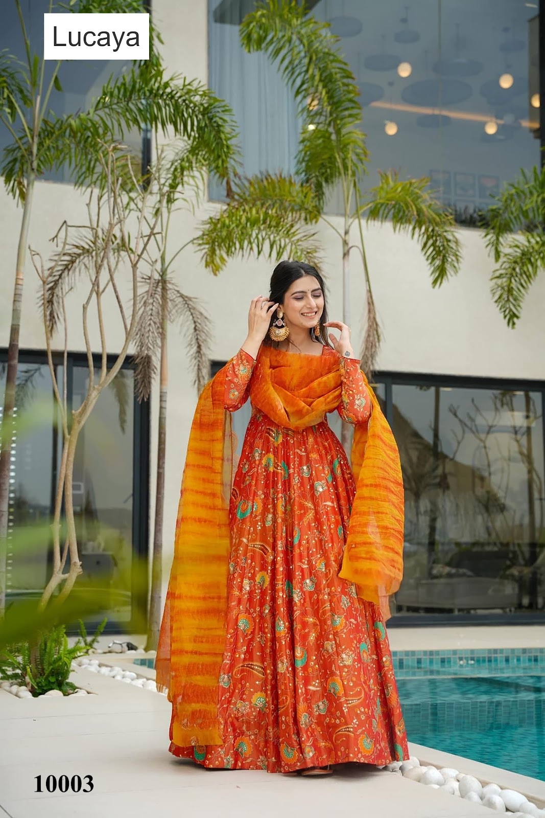Clora Vol 10 Lucaya Silk Gown Dupatta Set Wholesaler Gujarat