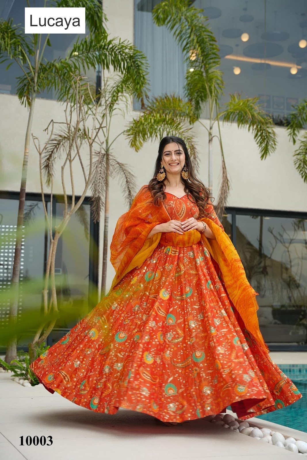 Clora Vol 10 Lucaya Silk Gown Dupatta Set Wholesaler Gujarat