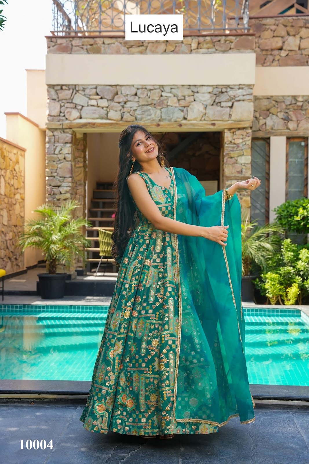 Clora Vol 10 Lucaya Silk Gown Dupatta Set Wholesaler Gujarat