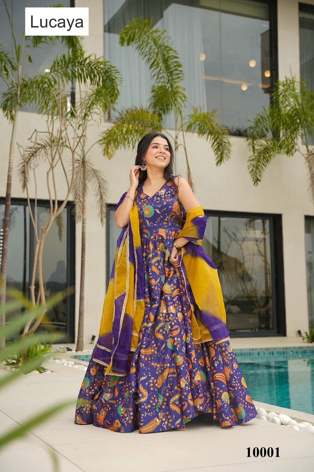 Clora Vol 10 Lucaya Silk Gown Dupatta Set Wholesaler Gujarat
