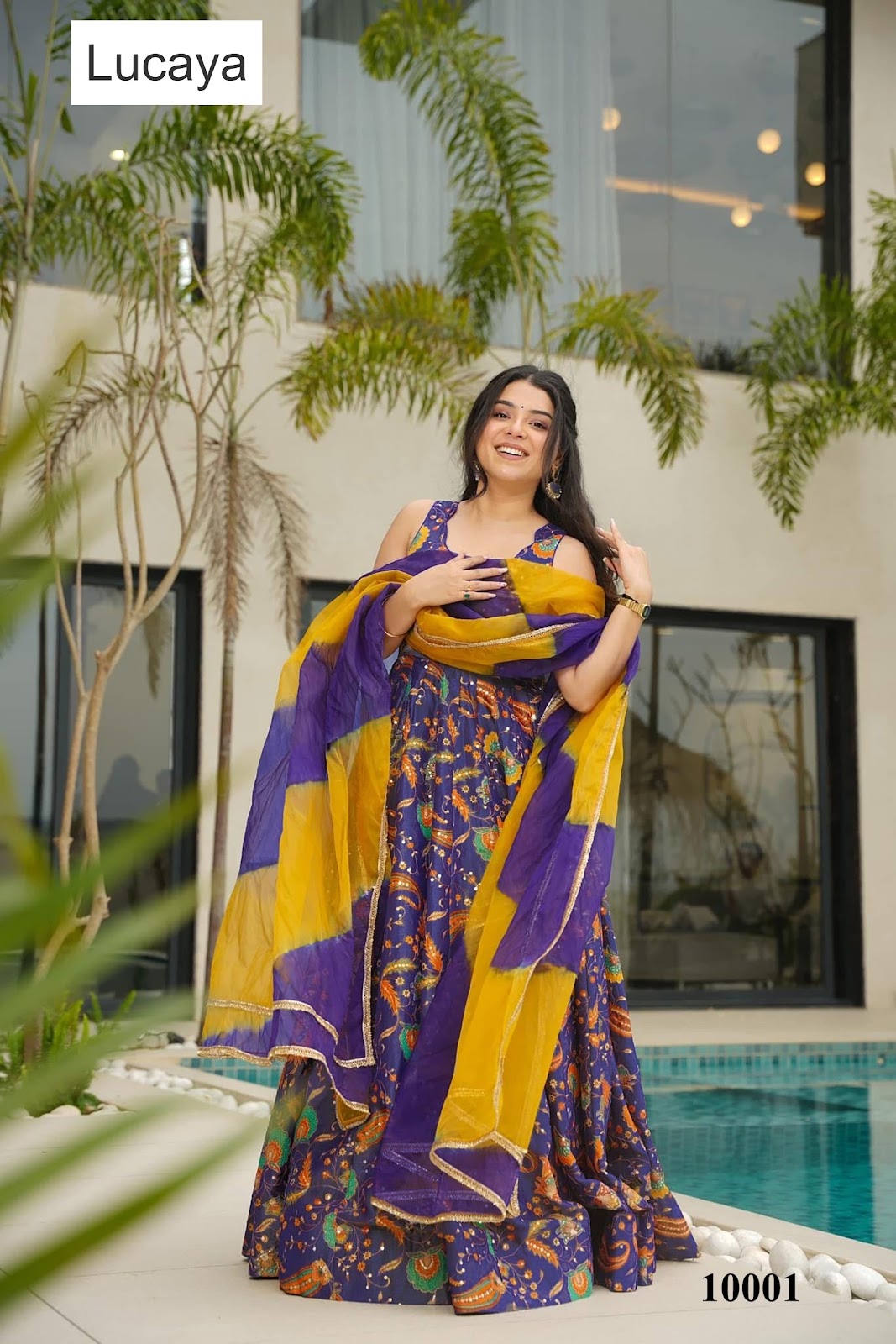 Clora Vol 10 Lucaya Silk Gown Dupatta Set Wholesaler Gujarat