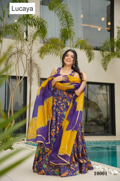 Clora Vol 10 Lucaya Silk Gown Dupatta Set Wholesaler Gujarat