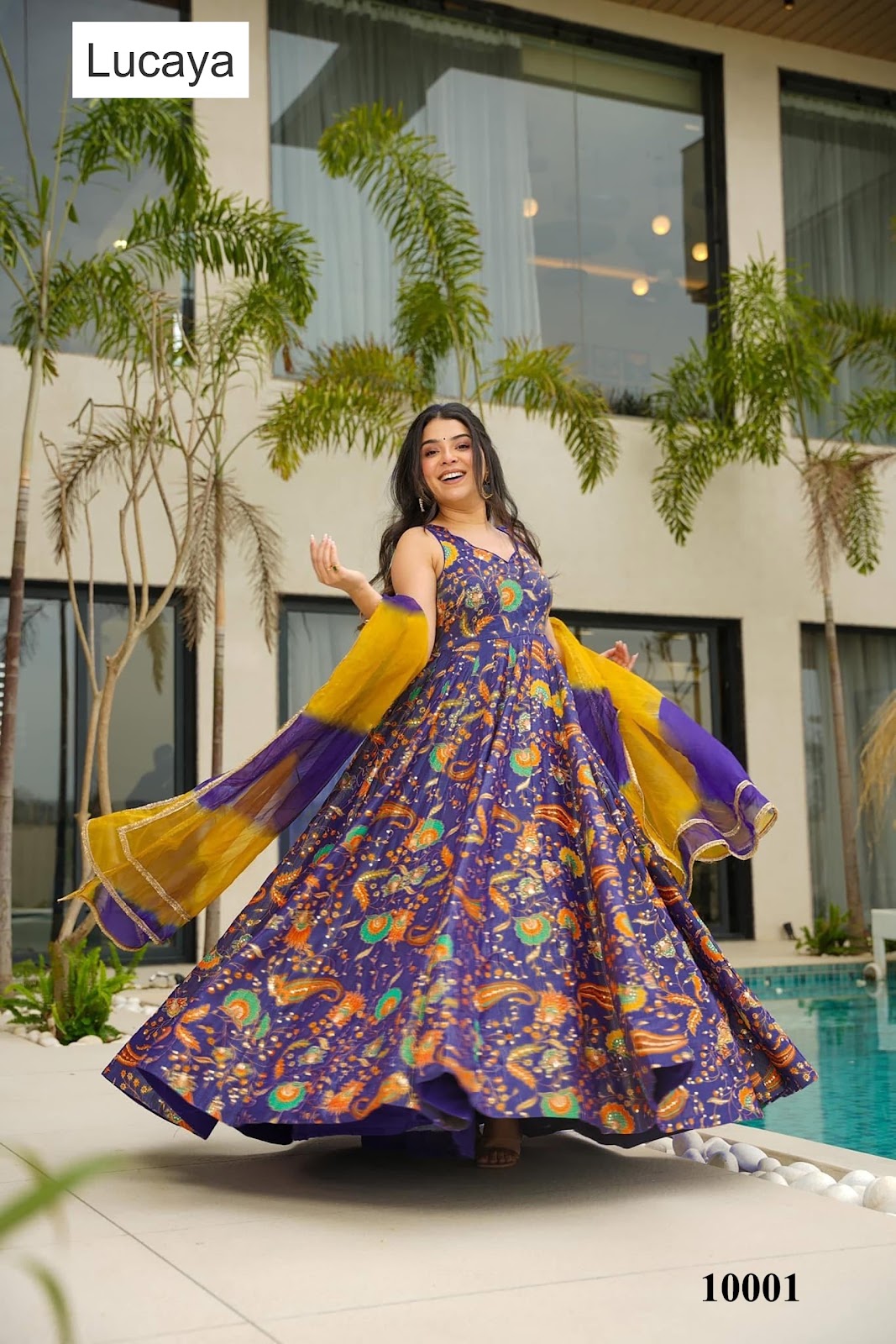 Clora Vol 10 Lucaya Silk Gown Dupatta Set Wholesaler Gujarat