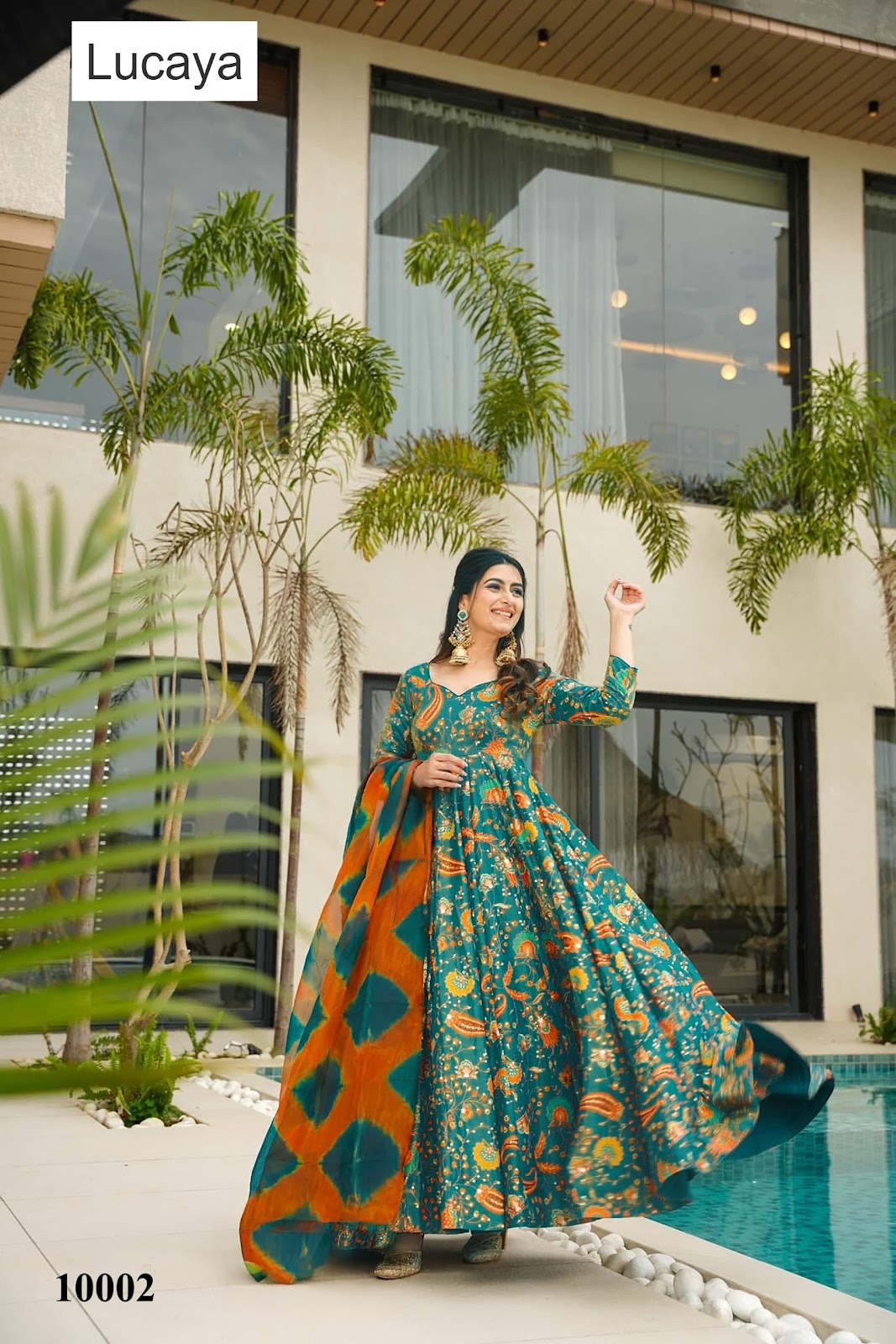 Clora Vol 10 Lucaya Silk Gown Dupatta Set Wholesaler Gujarat