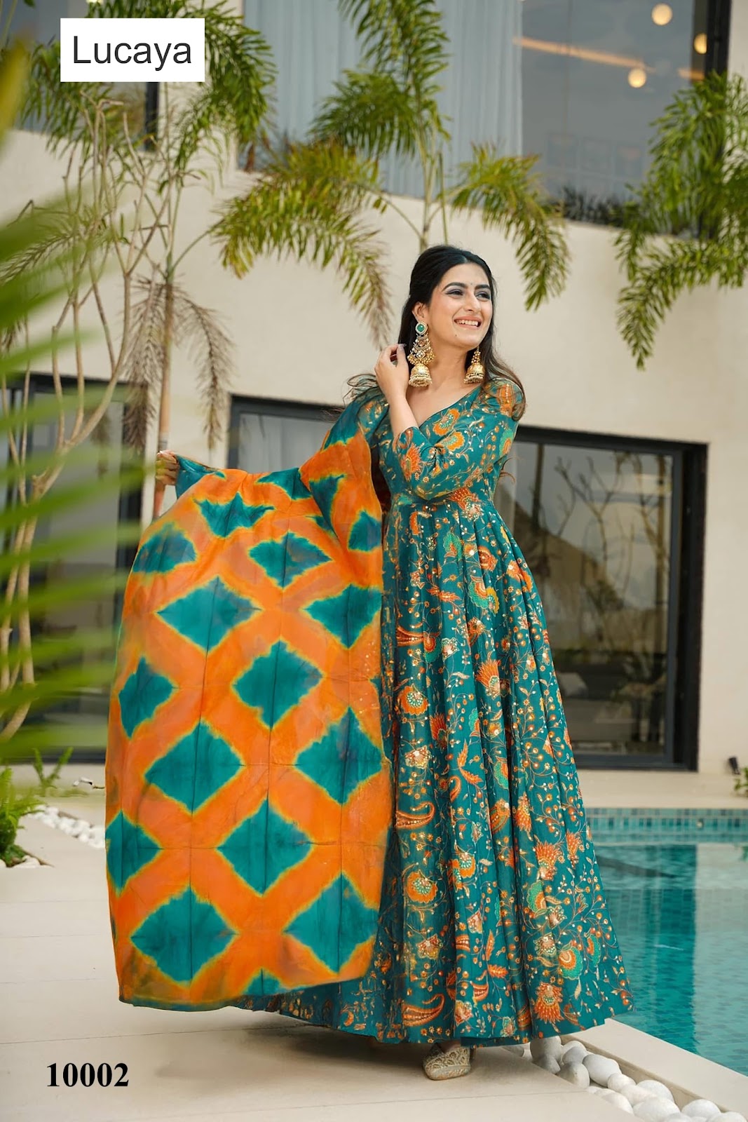 Clora Vol 10 Lucaya Silk Gown Dupatta Set Wholesaler Gujarat