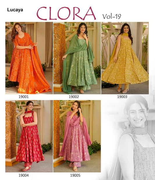 Clora Vol 19 Lucaya Muslin Readymade Suits Supplier India