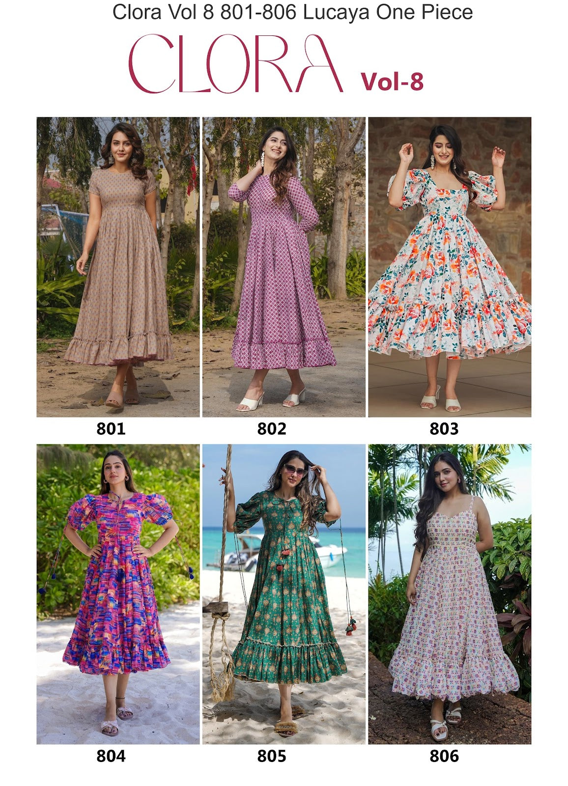 Clora Vol 8 801-806 Lucaya Heavy Rayon One Piece Wholesale Price