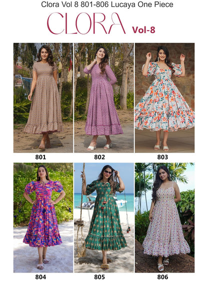 Clora Vol 8 801-806 Lucaya Heavy Rayon One Piece Wholesale Price