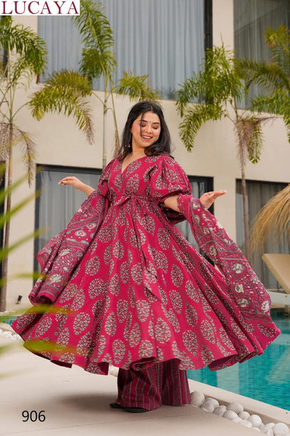 Clora Vol 9 Lucaya Mal Cotton Readymade Anarkali Suits Wholesaler Ahmedabad