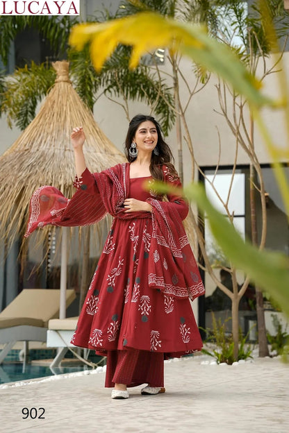 Clora Vol 9 Lucaya Mal Cotton Readymade Anarkali Suits Wholesaler Ahmedabad