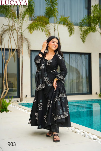 Clora Vol 9 Lucaya Mal Cotton Readymade Anarkali Suits Wholesaler Ahmedabad