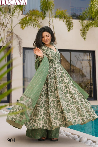 Clora Vol 9 Lucaya Mal Cotton Readymade Anarkali Suits Wholesaler Ahmedabad