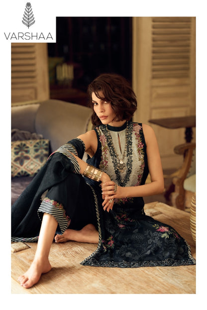 Cloud White Varshaa Viscose Muslin Plazzo Style Suits Supplier India