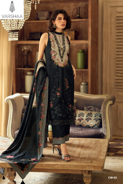 Cloud White Varshaa Viscose Muslin Plazzo Style Suits Supplier India