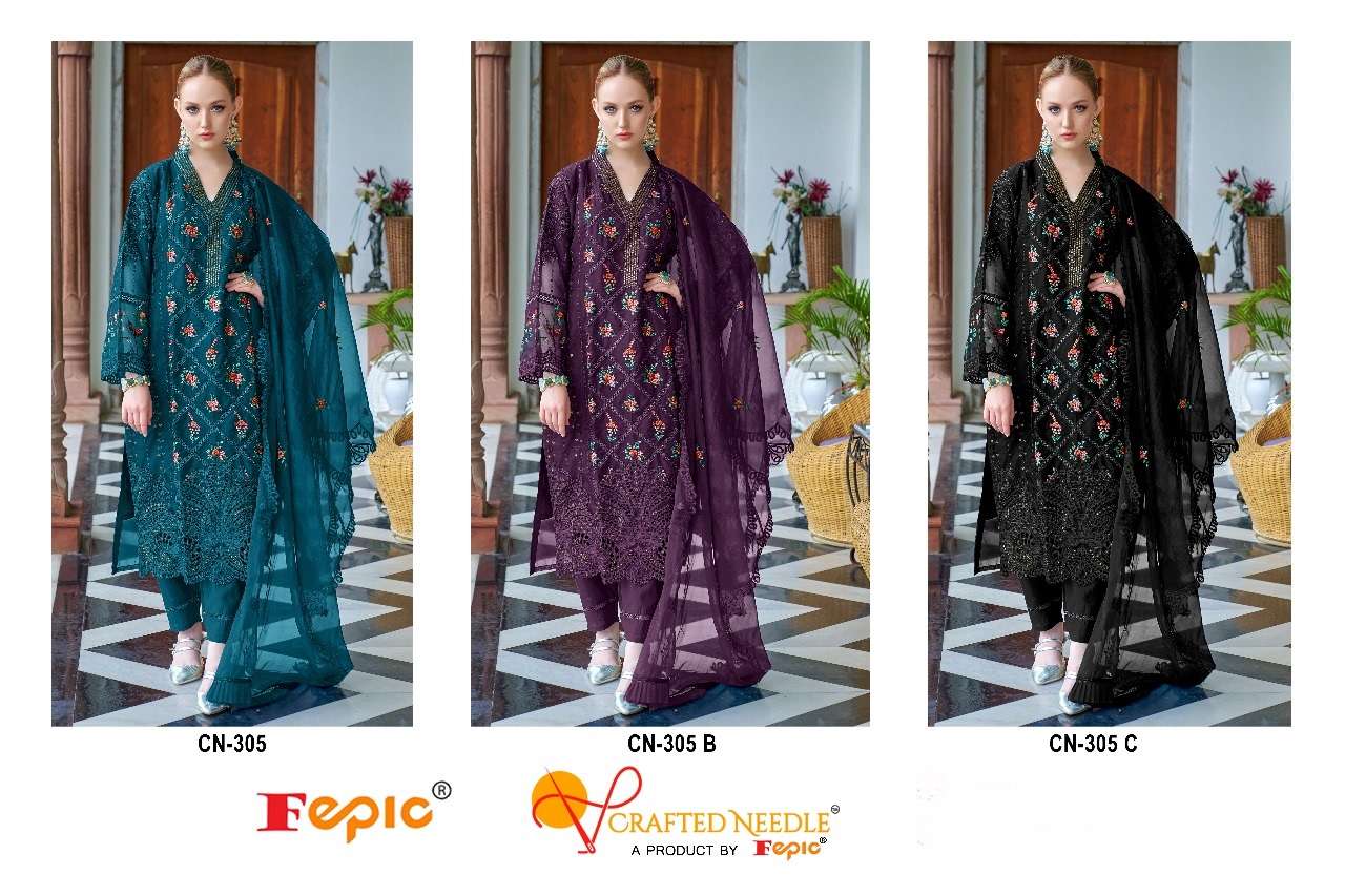 Cn 305 Fepic Organza Pakistani Readymade Suits Supplier India