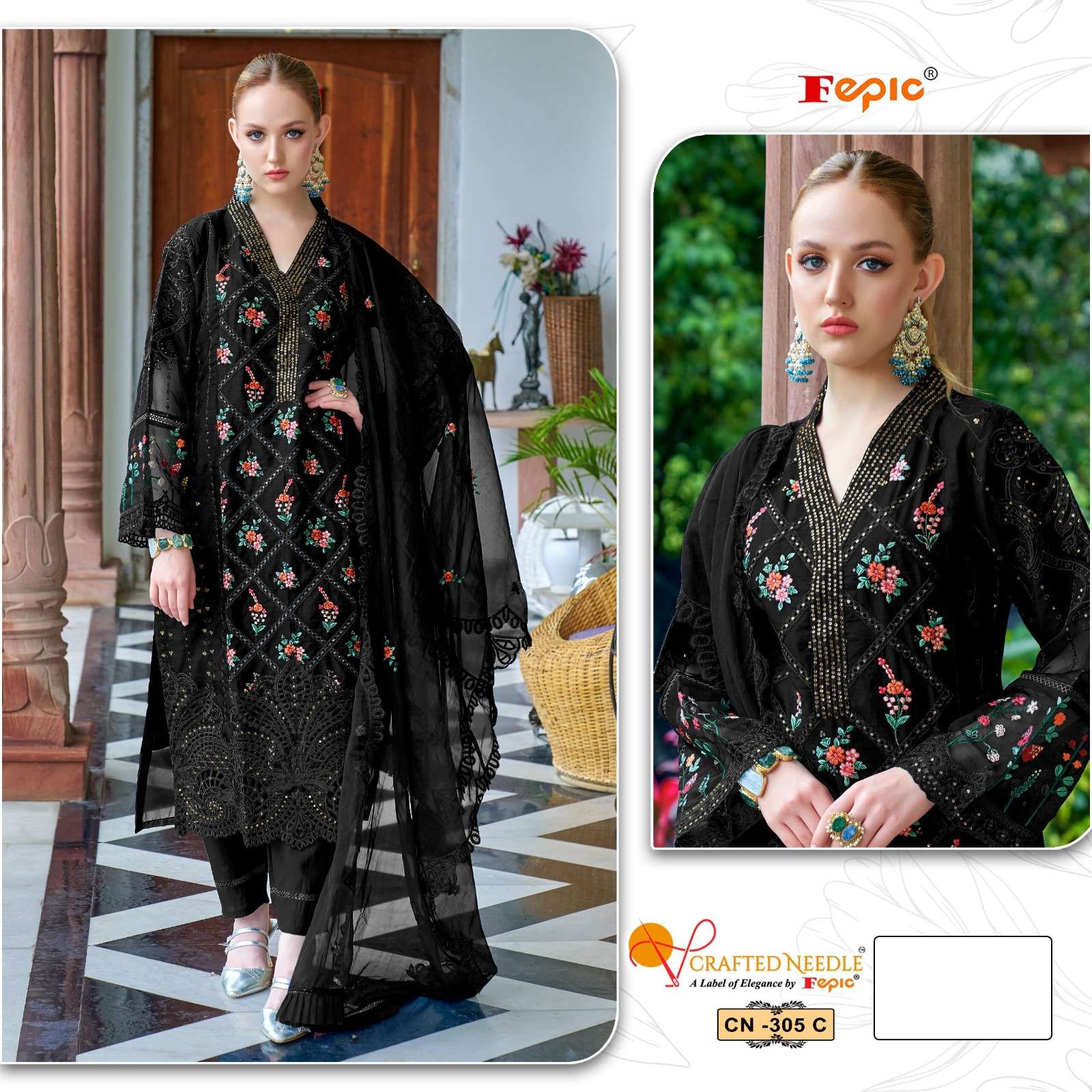 Cn 305 Fepic Organza Pakistani Readymade Suits Supplier India