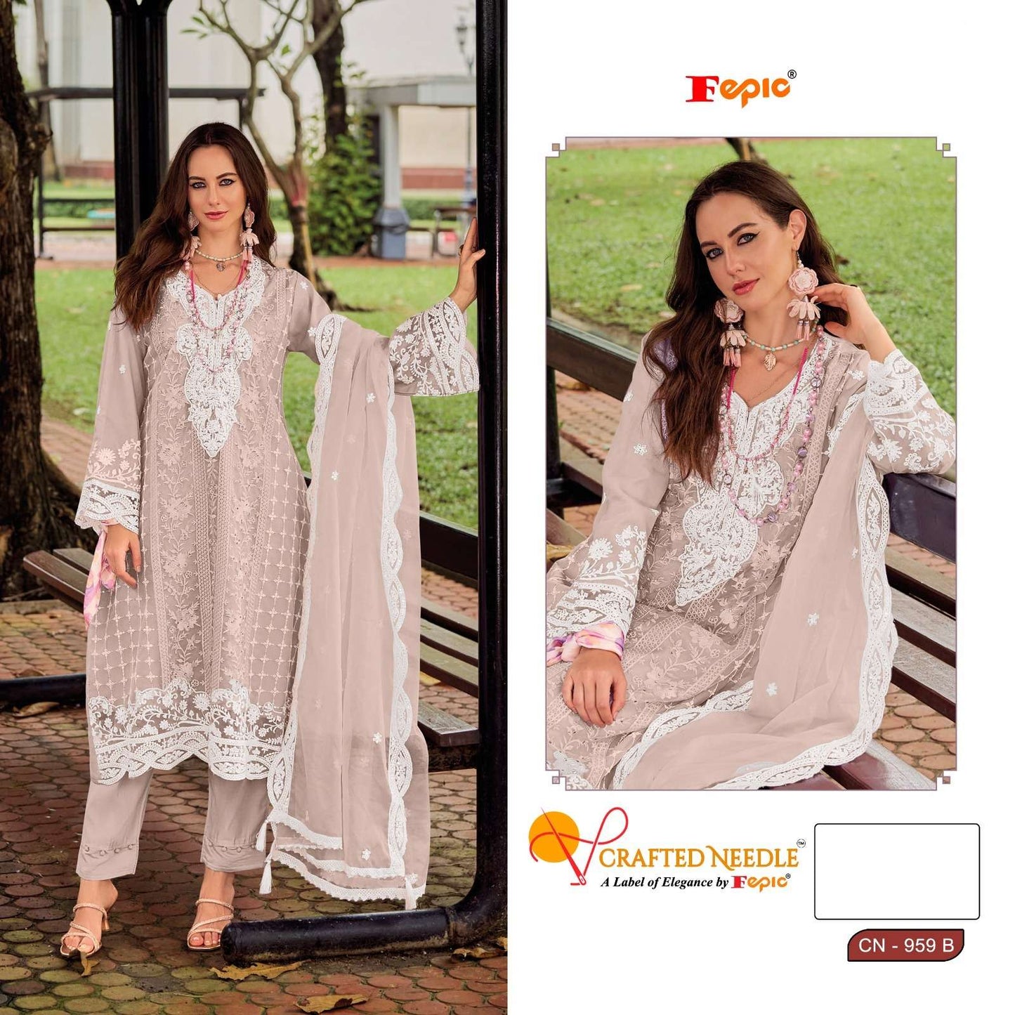 Cn 959 Fepic Organza Pakistani Readymade Suits Manufacturer Ahmedabad