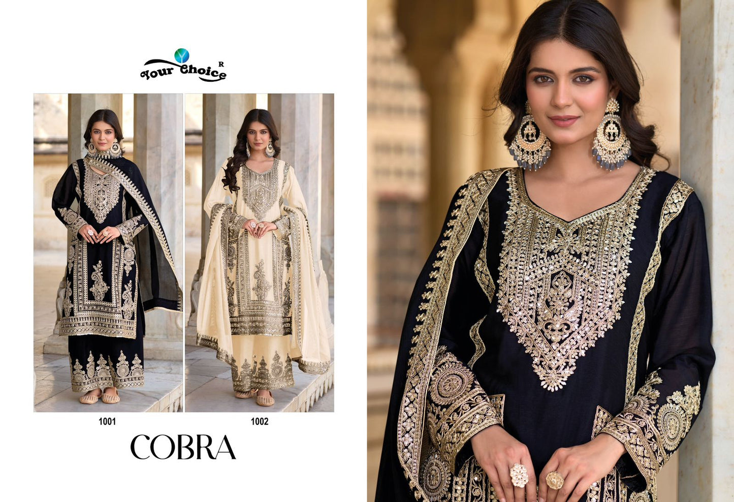 Cobra Your Choice Chinon Pakistani Readymade Suits Exporter