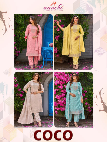 Coco Aanchi Roman Readymade Pant Style Suits Supplier Ahmedabad