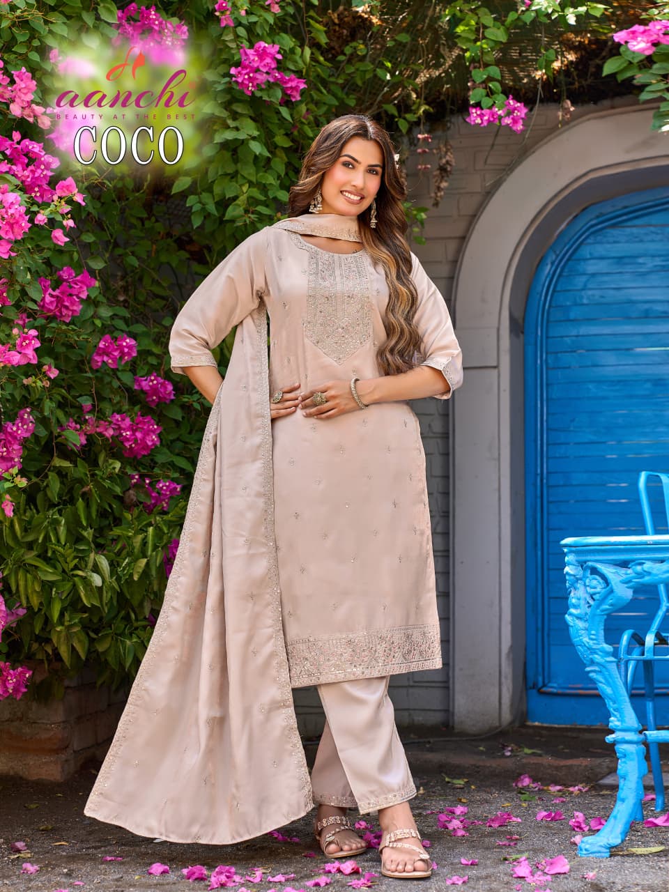 Coco Aanchi Roman Readymade Pant Style Suits Supplier Ahmedabad