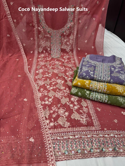 Coco Nayandeep Chiffon Salwar Suits Wholesale Rate