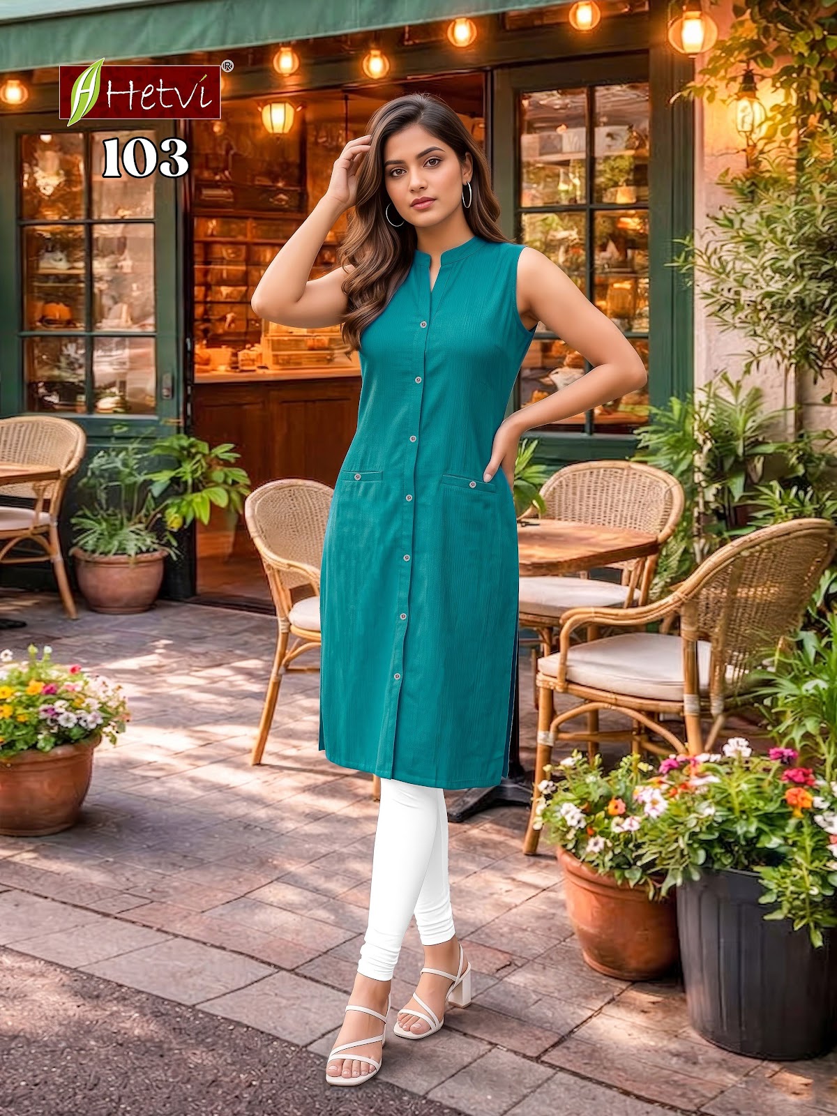 Coconut Hetvi Dobby Kurti With Pocket Exporter Ahmedabad