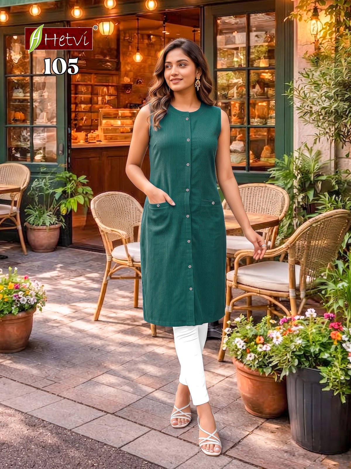 Coconut Hetvi Dobby Kurti With Pocket Exporter Ahmedabad