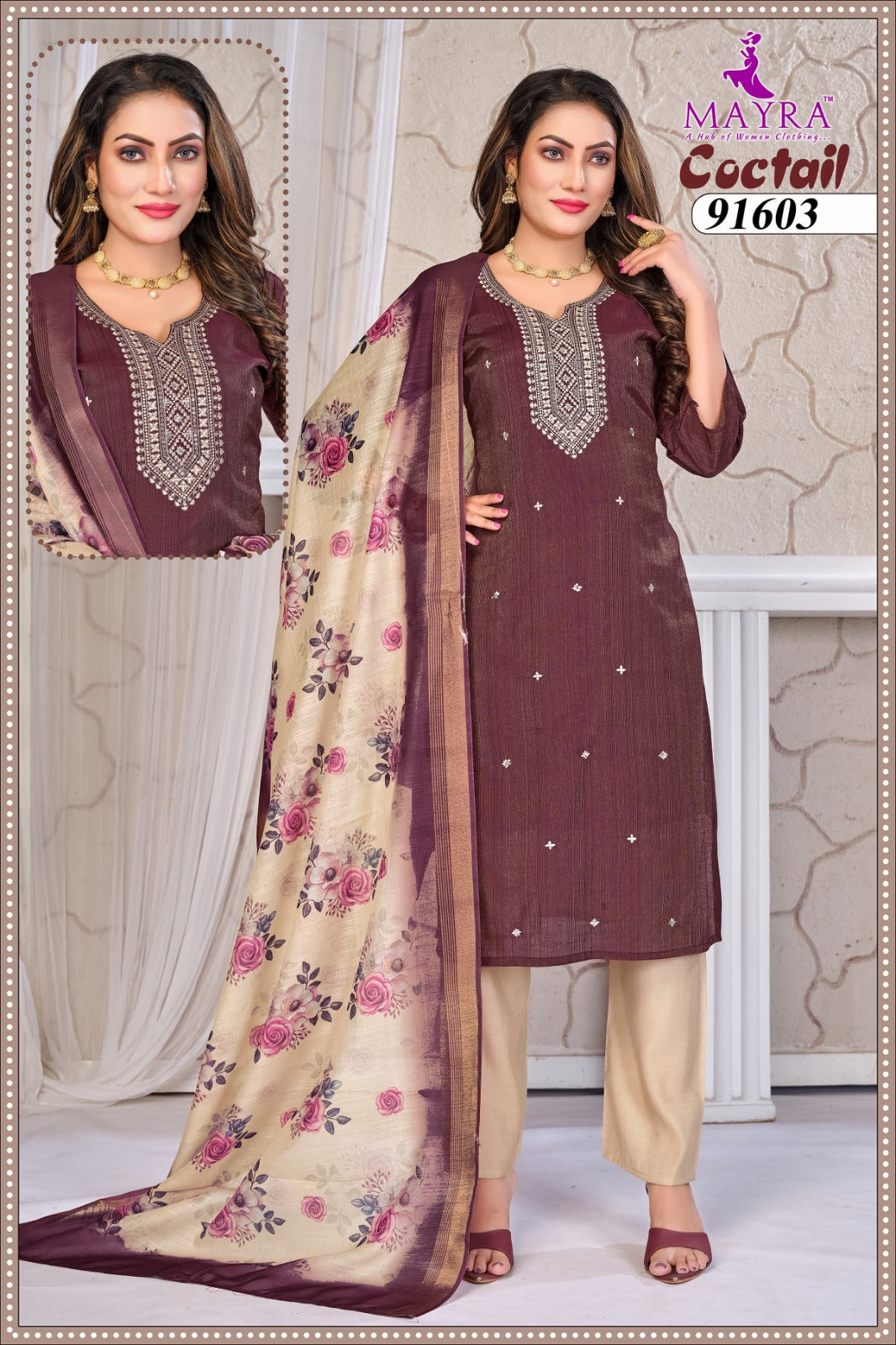 Coctail Mayra Vertican Readymade Pant Style Suits Supplier