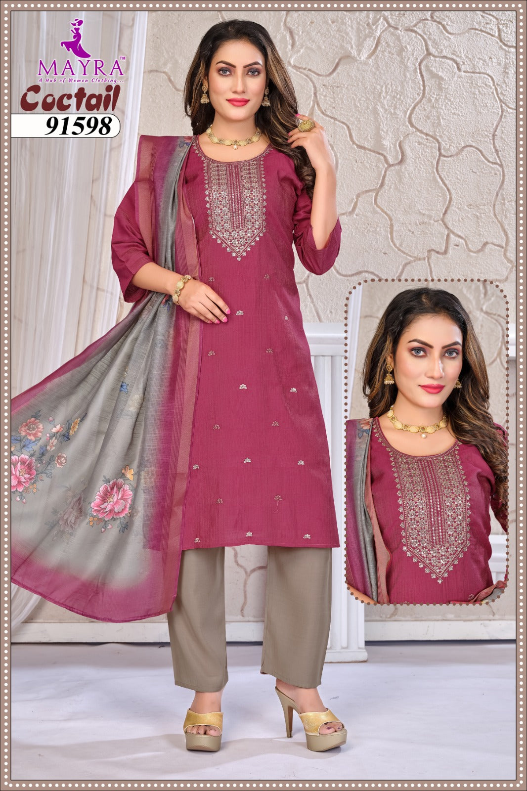 Coctail Mayra Vertican Readymade Pant Style Suits Supplier