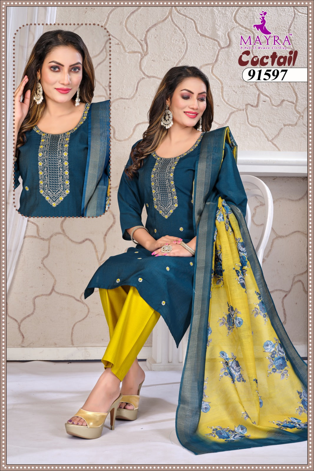Coctail Mayra Vertican Readymade Pant Style Suits Supplier