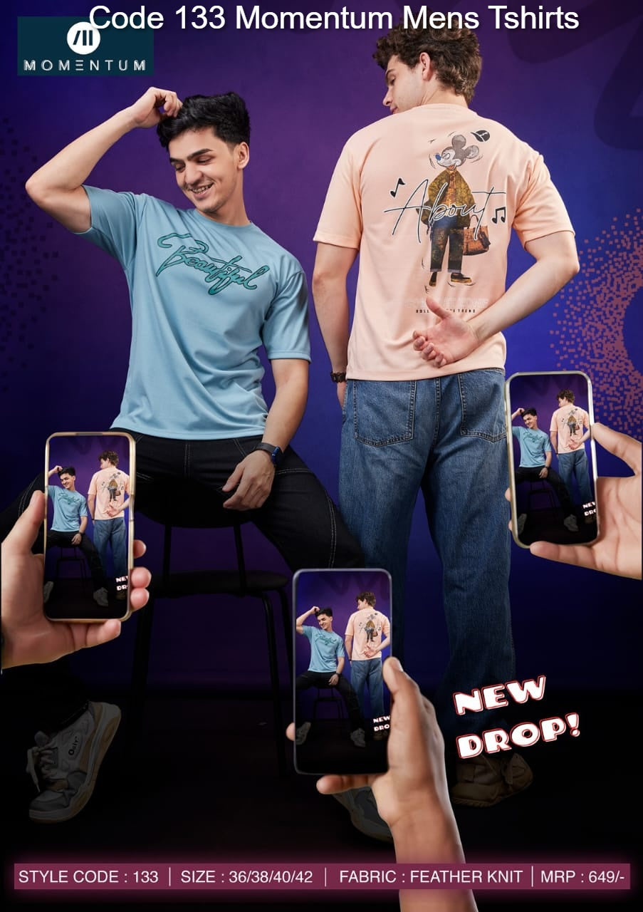 Code 133 Momentum Feather Knit Mens Tshirts Wholesaler India