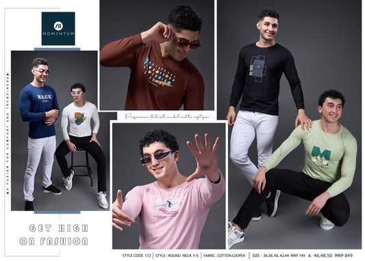 Code 172 Momentum Cotton Looper Mens Tshirts Wholesale