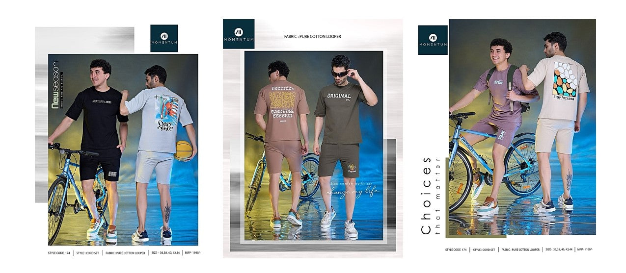 Code 174 Momentum Cotton Looper Mens Co Ord Set Exporter
