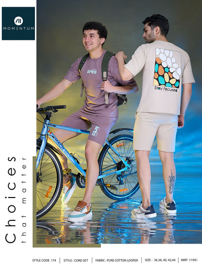 Code 174 Momentum Cotton Looper Mens Co Ord Set Exporter