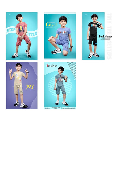 Code 4114 Buddyz Tencil Boys Capri Night Suit Exporter India