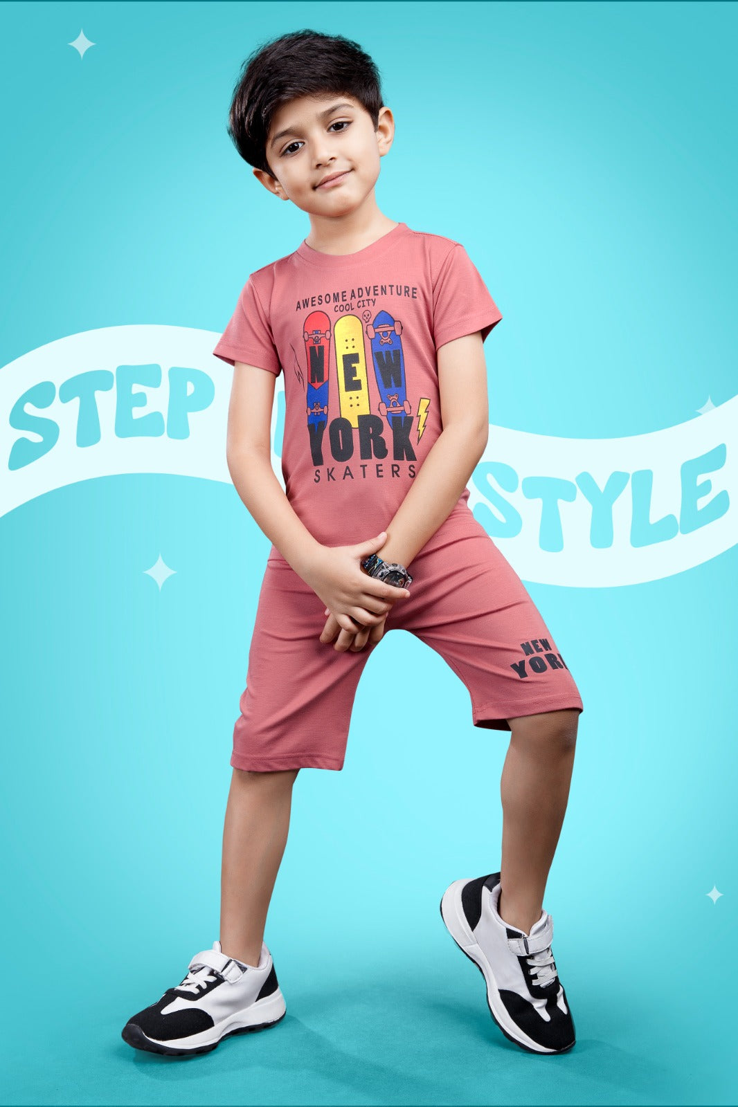 Code 4114 Buddyz Tencil Boys Capri Night Suit Exporter India