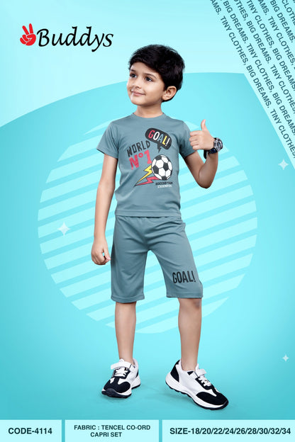 Code 4114 Buddyz Tencil Boys Capri Night Suit Exporter India