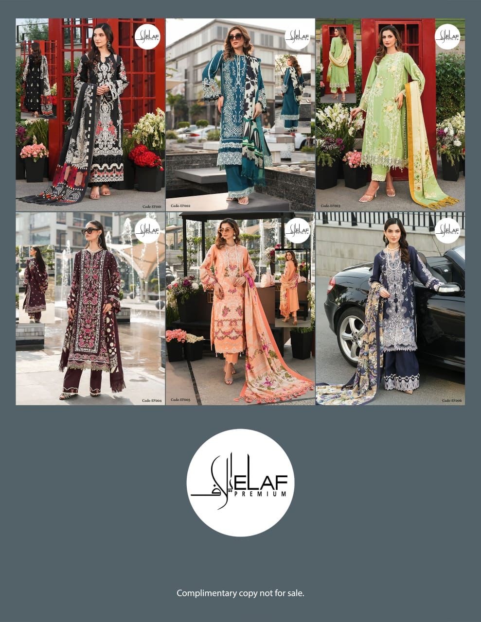 Code Ef001-Ef006 Elaf Cotton Karachi Salwar Suits Exporter Gujarat