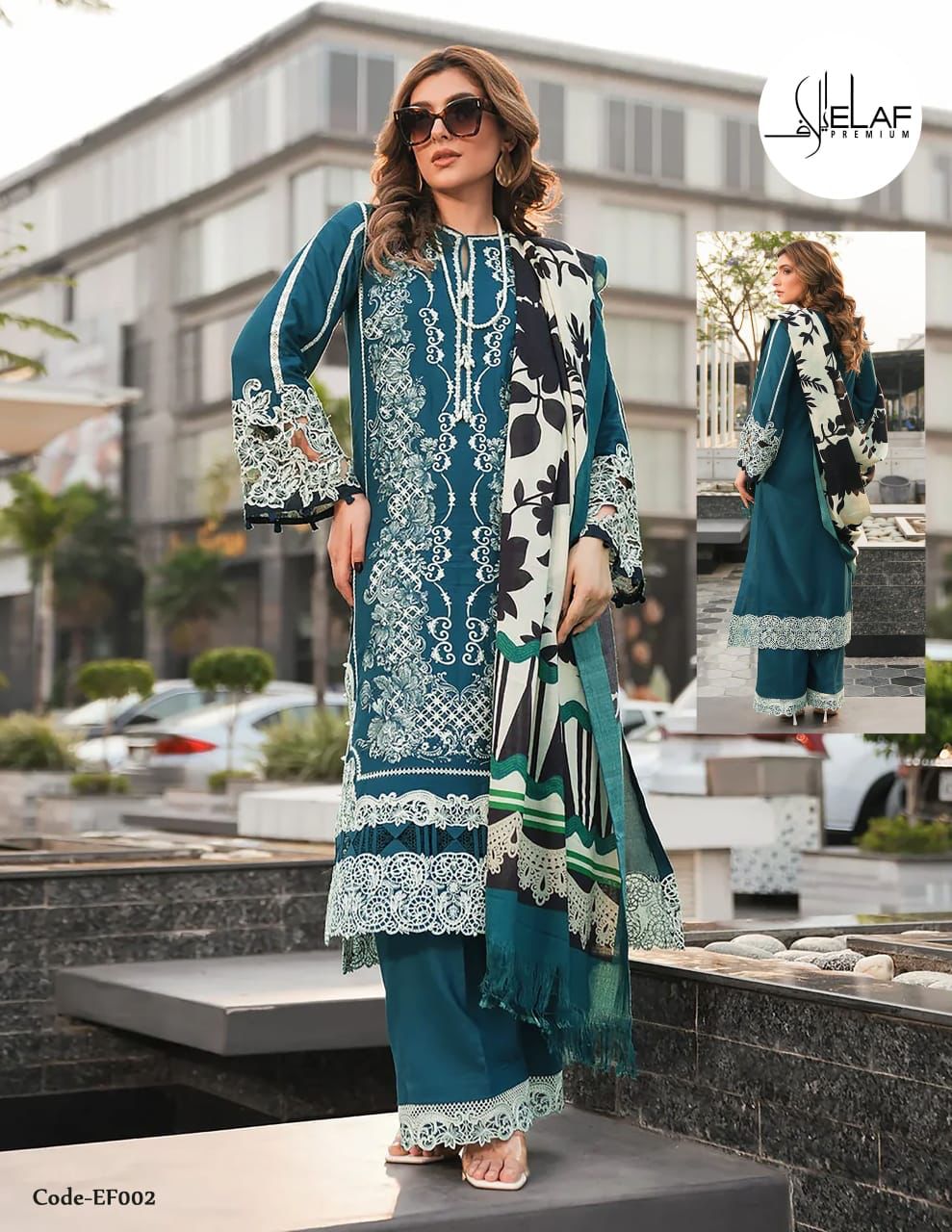 Code Ef001-Ef006 Elaf Cotton Karachi Salwar Suits Exporter Gujarat