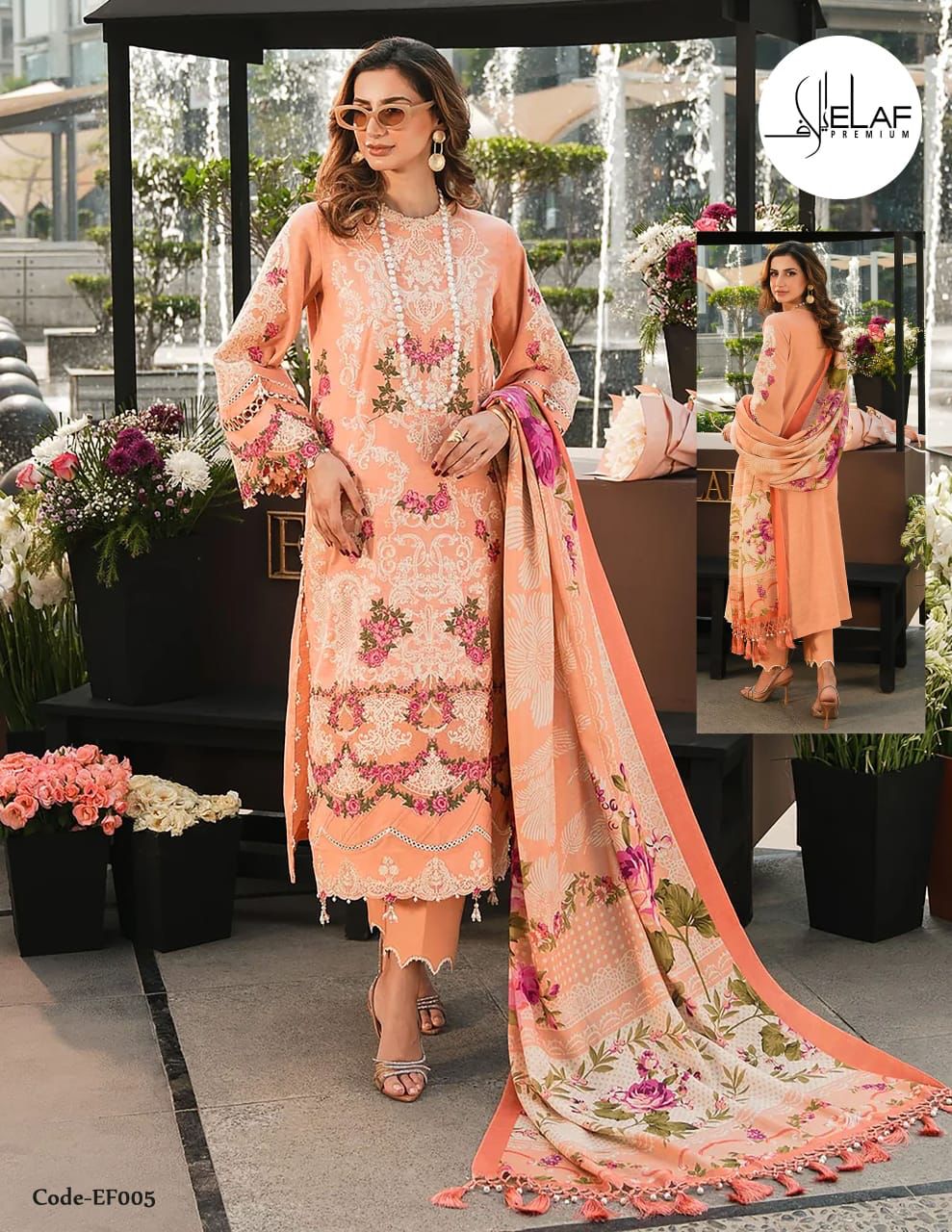 Code Ef001-Ef006 Elaf Cotton Karachi Salwar Suits Exporter Gujarat