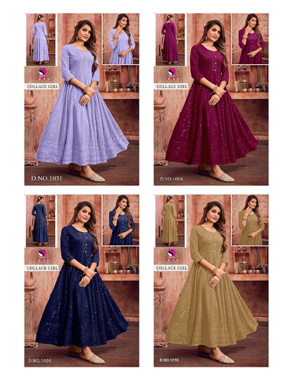 Collage Girl Samara Rayon One Piece Gown Wholesaler Gujarat