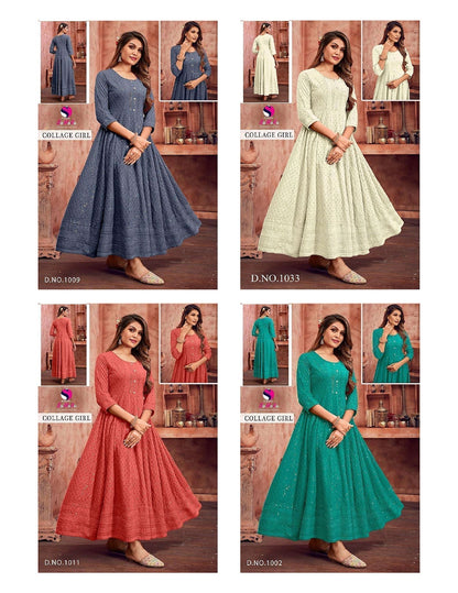 Collage Girl Samara Rayon One Piece Gown Wholesaler Gujarat