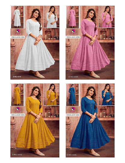 Collage Girl Samara Rayon One Piece Gown Wholesaler Gujarat