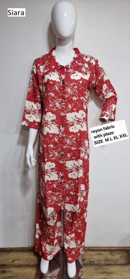 Collar 1507 Siara Pure Reyon Co Ord Set Wholesaler Gujarat